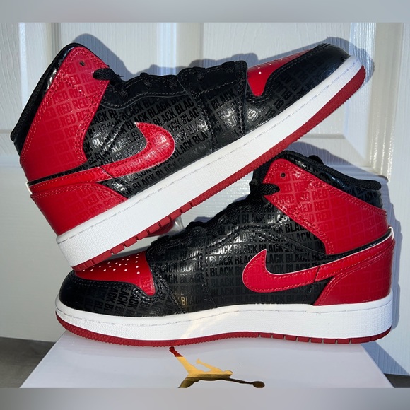 Air Jordan 1 Mid Ss Gs 'Black + Red = Bred' - Picture 2 of 8